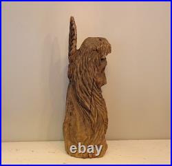 27in Lifesize Bust Native American Indian Wooden Statue Hand Carved Solid Wood