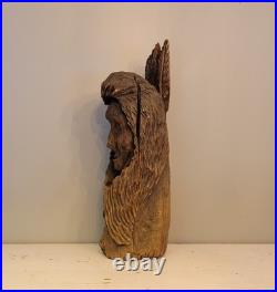 27in Lifesize Bust Native American Indian Wooden Statue Hand Carved Solid Wood