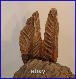 27in Lifesize Bust Native American Indian Wooden Statue Hand Carved Solid Wood