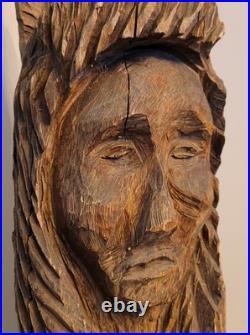 27in Lifesize Bust Native American Indian Wooden Statue Hand Carved Solid Wood