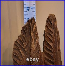27in Lifesize Bust Native American Indian Wooden Statue Hand Carved Solid Wood