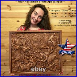 28Four Horsemen of the ApocalypseCarved Wood 3D bible icon orthodox picture