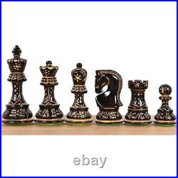 3.9 Artisan Carving Burnt Zagreb Chess Pieces Only Set Weighted Box wood