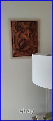 3-D ART Mid-Century style Brutalist wood construction Abstract Assemblage LOOK