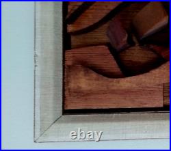 3-D ART Mid-Century style Brutalist wood construction Abstract Assemblage LOOK