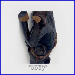 3 FT Hand-Carved African Wooden Sculpture Vintage Folk Art Figure with Tool