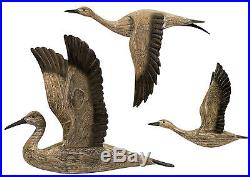 3 Rustic Carved Migrating Birds Dimensional Pine Wood Wall Sculpture up to 23 H
