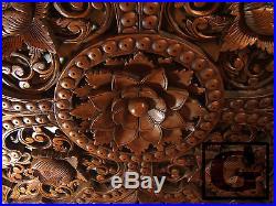 3 ft. New Lotus Teak Wood Hand Carved Home Decor Wall Panel Decorative Art gtahy