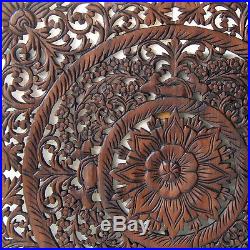 30 Square Lotus New Wood Carving Home Wall Panel Mural Decor Art Statue gtahy 2