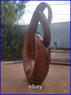 30 Tall Vintage Wood Looking Statue With Double Infinity Curls