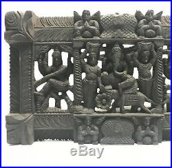 34 (87cm) India Hindu Epic Wall Hanging Hand Carved Wood Vintage Antique Art
