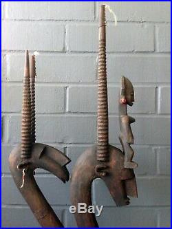 36 Chi Wara Sculpture African Carved Wood TIN Roan Antelope Bambara Bamana Mali