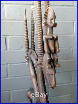 36 Chi Wara Sculpture African Carved Wood TIN Roan Antelope Bambara Bamana Mali