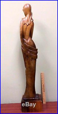 36 Midcentury Modern Hawaiian or Polynesian Nude Woman Sculpture Wood Carving