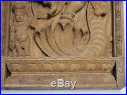 37 Inches Vintage Wood Carving Sculpture Icon Hindu Temple Idol Statue Ganesh