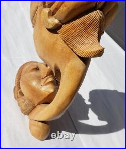 38 Tall Hand Carved solid wood Sculpture Art