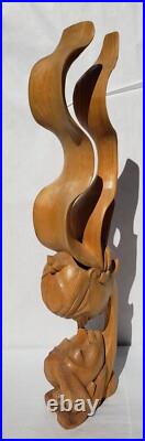 38 Tall Hand Carved solid wood Sculpture Art