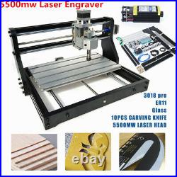 3Axis 3018 PRO CNC Router Engraver Wood PCB Carving Milling Machine+5500mW Laser