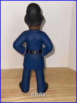 4 Piece Folk Art Wood Carvings Bum On Bench, Lamppost And Cop Free Shipping