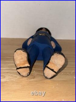4 Piece Folk Art Wood Carvings Bum On Bench, Lamppost And Cop Free Shipping