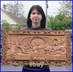40 Last Supper 3D Art Orthodox Wood Carved religious Icon Large Jesus