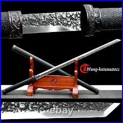 40'' Stick Sword Ninja Stone Carving 9260 Spring Steel Japanese Straight Ninjato