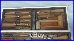 40 pc Woodworking Wood Sculpture Chisels Gouge Turning Carving Tools withbox VTG