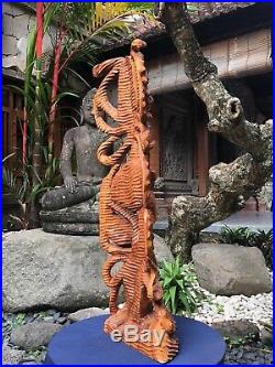 41 XL Carved Octopus & Turtle Sealife Fish Statue Art Sculpture Solid Wood