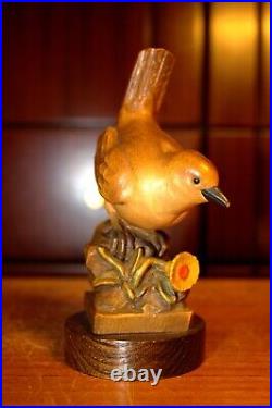 5.2 Anri Wood Carving Hand Carved Bird Sparrow Finch Figure Sculpture Statue