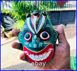 5 inch Handcrafted Green Wooden Tribal Devil Mask from Sri Lanka Traditional 5 inch Handcrafted Green Wooden Tribal Devil Mask from Sri Lanka Traditional