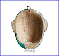 5 inch Handcrafted Green Wooden Tribal Devil Mask from Sri Lanka Traditional
