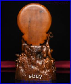 7 China Buddhism Boxwood Wood Carved GuanYin Kwan-yin Bodhisattva Buddha Statue