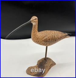 7 Tall Carved Shorebird LONG Bill Bird folk art signed M. K. Manfred Scheel 7 Tall Carved Shorebird LONG Bill Bird folk art signed M. K. Manfred Scheel