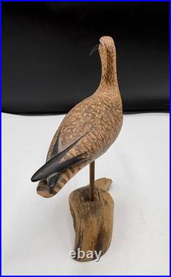 7 Tall Carved Shorebird LONG Bill Bird folk art signed M. K. Manfred Scheel