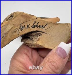 7 Tall Carved Shorebird LONG Bill Bird folk art signed M. K. Manfred Scheel