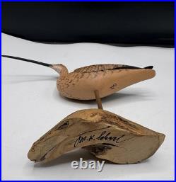 7 Tall Carved Shorebird LONG Bill Bird folk art signed M. K. Manfred Scheel