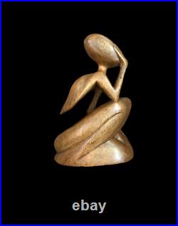 8 Tall Abstract Wooden Sitting Guy Body Posture Cool Guy Art Statue, Hand Carve