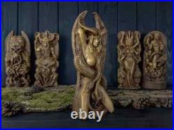 9 Lilith Statue Demoness Wife Lucifer Wooden Carved Figure Wood Handmad Lilit