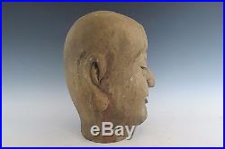 A Chinese Beautiful Brown Hard Wood Monk Head Statue sculpture bust Hand carved