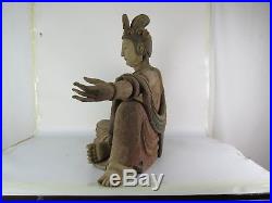 A Chinese Large Wood Carving Kwan-Yin/ Guan-Yin Buddha Sculpture
