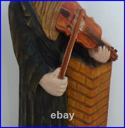 A Szczepanik Hand Carved Wood Fiddle Player on Roof FIGURE 1994 Poland Folk Art