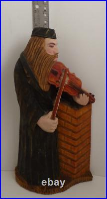 A Szczepanik Hand Carved Wood Fiddle Player on Roof FIGURE 1994 Poland Folk Art