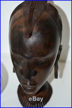 A Vintage African Carved Wood Sculpture Head of a woman FREE Shipping PL3306