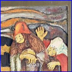 A Vintage John Bauer Mythological Wooden Carved Wall Art Sculpture, Among Elves