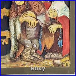 A Vintage John Bauer Mythological Wooden Carved Wall Art Sculpture, Among Elves