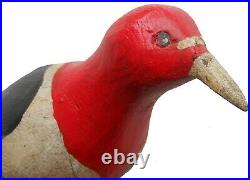 AAFA 1900s Folk Art Country Primitive Wood Hand Carved Bird Woodpecker
