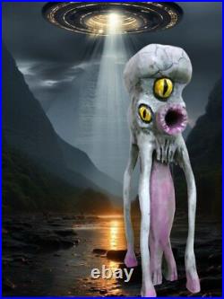 ALIEN CEPHALOPOD SPECIES -my 12 tall hand carved, painted, signed fig ALIEN CEPHALOPOD SPECIES -my 12 tall hand carved, painted, signed fig