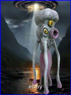 ALIEN CEPHALOPOD SPECIES -my 12 tall hand carved, painted, signed fig ALIEN CEPHALOPOD SPECIES -my 12 tall hand carved, painted, signed fig