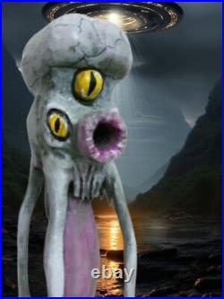 ALIEN CEPHALOPOD SPECIES -my 12 tall hand carved, painted, signed fig ALIEN CEPHALOPOD SPECIES -my 12 tall hand carved, painted, signed fig