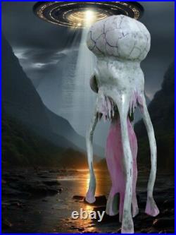 ALIEN CEPHALOPOD SPECIES -my 12 tall hand carved, painted, signed fig ALIEN CEPHALOPOD SPECIES -my 12 tall hand carved, painted, signed fig